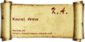 Kazai Anna névjegykártya